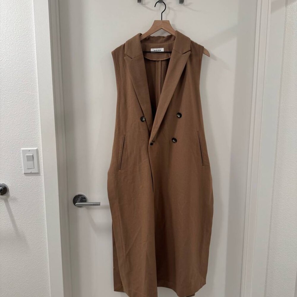 Sacra Womens Tan Vest Size M